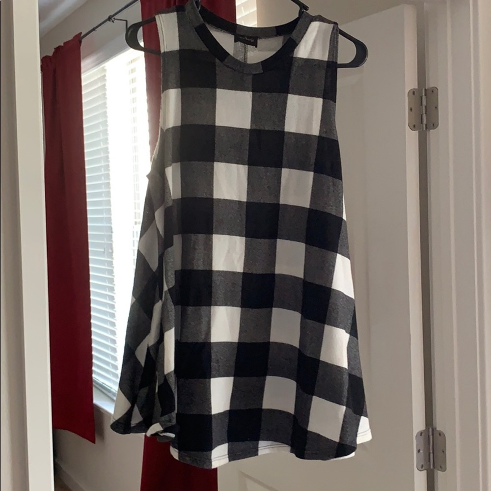Audrey black/white grid shift dress